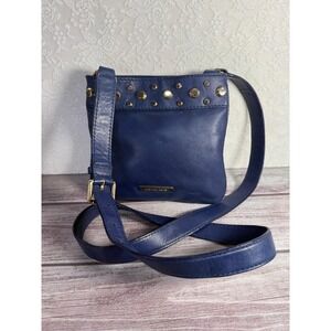 Michael Kors Navy Blue Studded Crossbody Bag‎ Gold Hardware